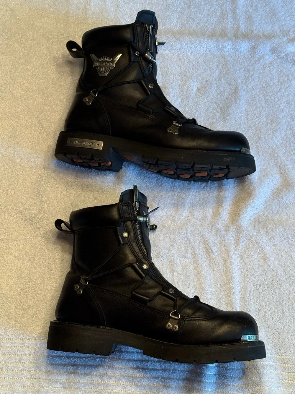 Men’s Harley Davidson Brake Light MC Boots. Leather Uppers,Twin Zippers. 11 1/2